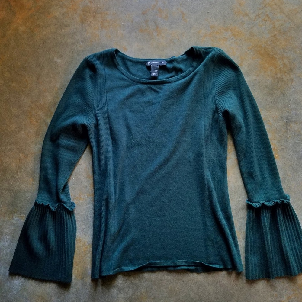 INC Green Bell Sleeve Sweater